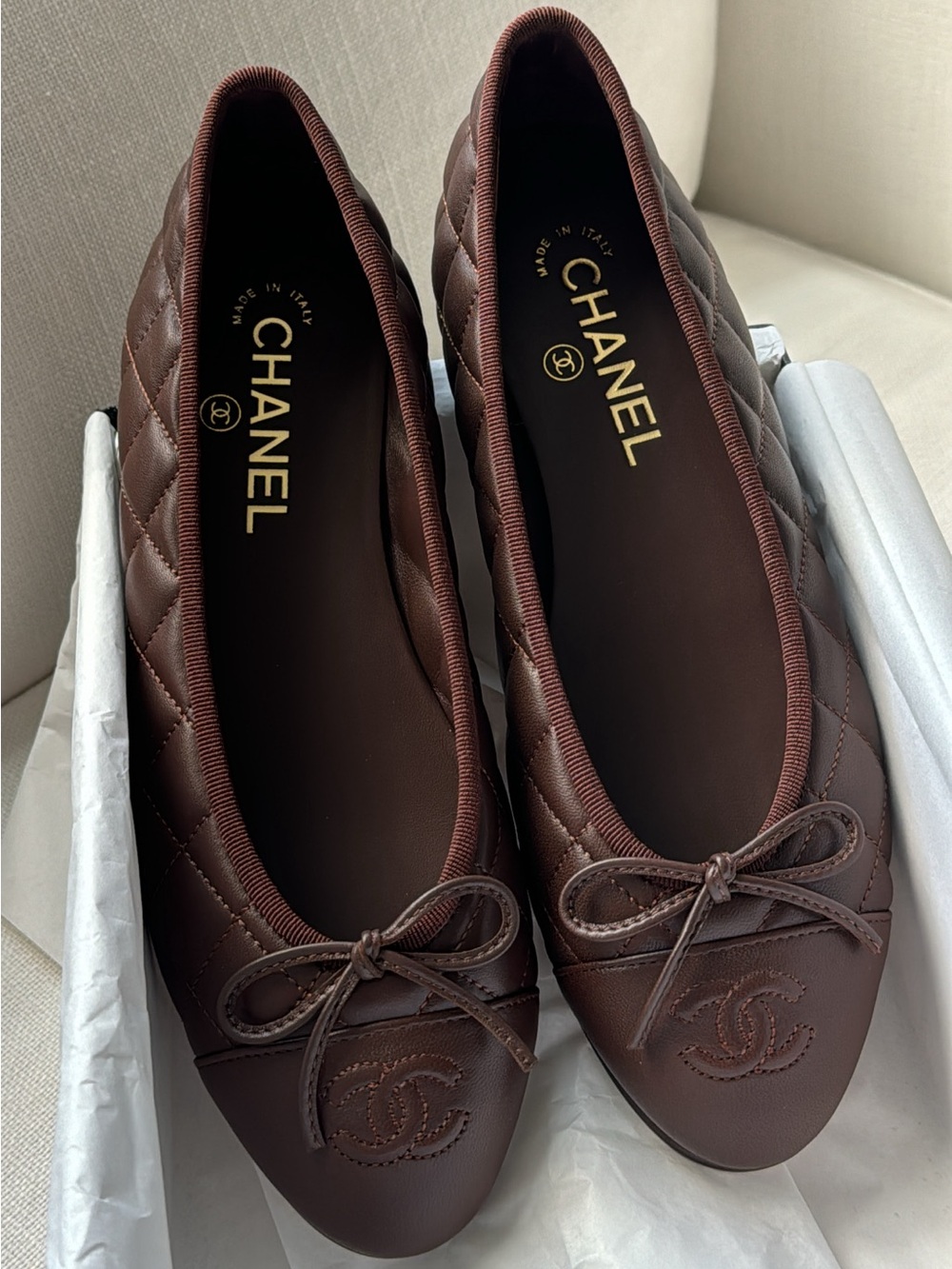 CHANEL Quilted brown Ballet - Picture 5 of 7